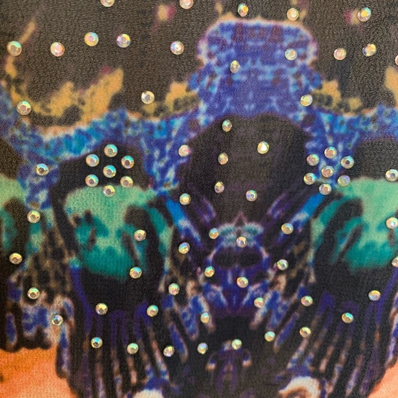 NWT crystal-embellished sheer tunic, wrap or swim coverup one size - Picture 6 of 9